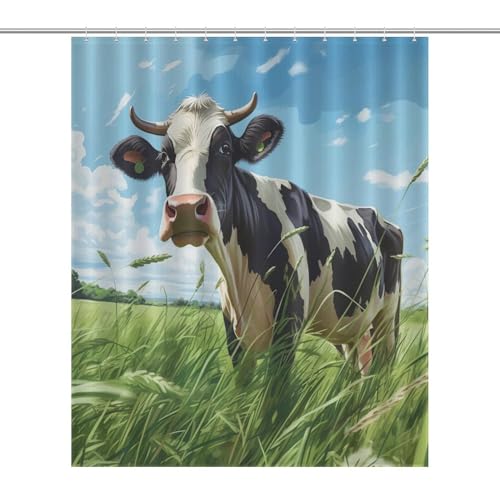 Rideau de douche vache 152x183 cm en polyester avec 12 anneaux - 7