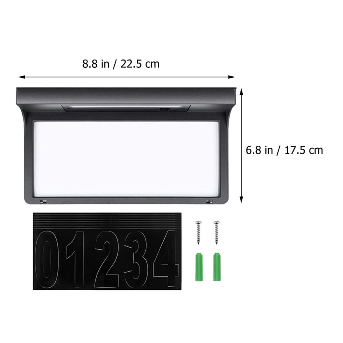 Targa Numero Civico Solare LED 6 Lampade 1, 2v 600mah per Esterni | Polisilicio e Plastica Nera, Controllo Luce, Copertura Ampia per Giardino e Cortile