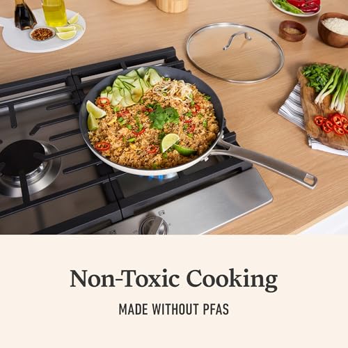 Image of Calphalon Ceramic Nonstick 12 Piece Cookware Set, Easy Cleanup Pots and Pans for Everyday Cooking, PFAS-Free Kitchen Set, Dishwasher Safe, Oven Safe, Flour