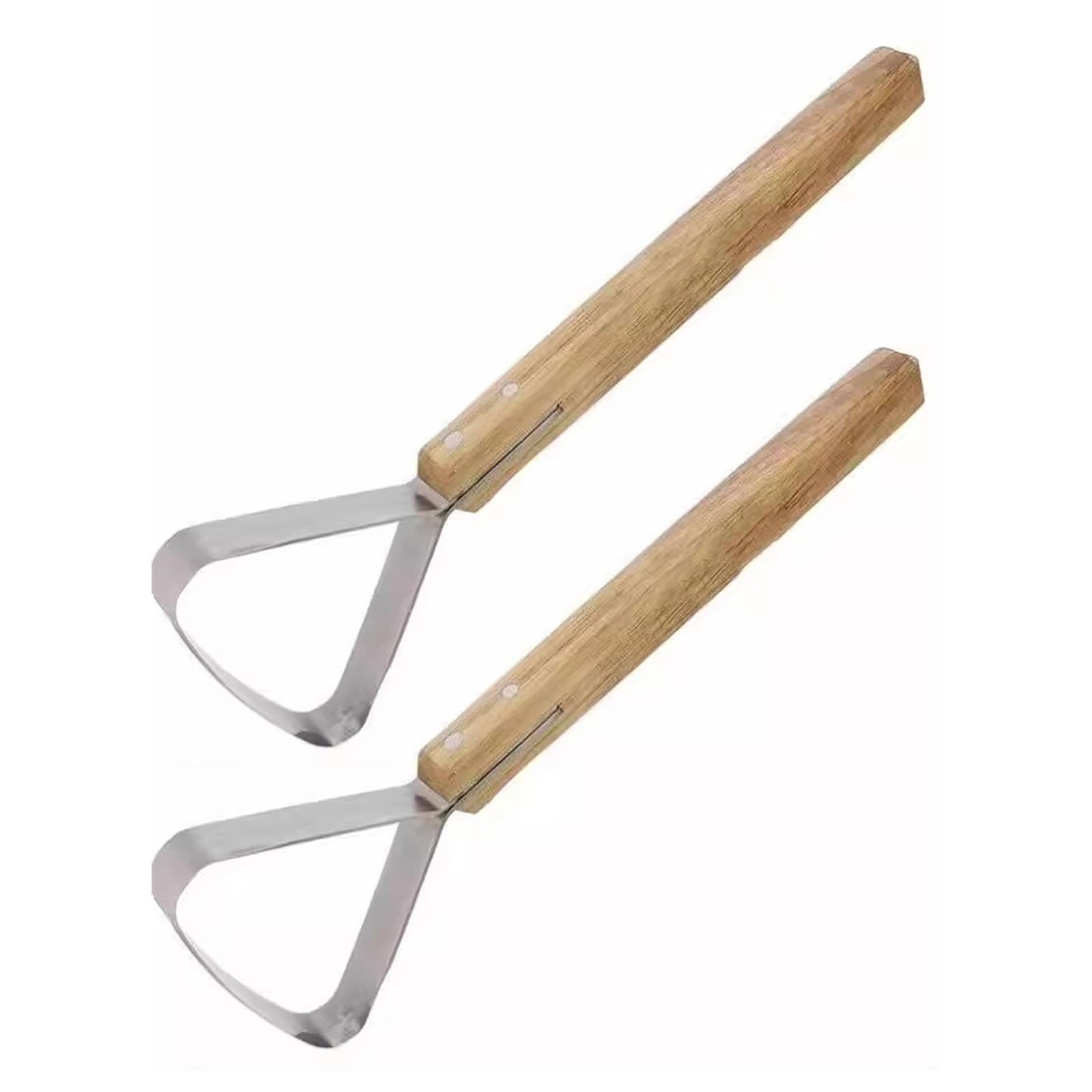 Kalttoy 2Pieces Wood Handle Leather Scraper Stainless Steel Leather Fleshing Tool Craft Slicing Tool for Working Stainless Steel Scraper