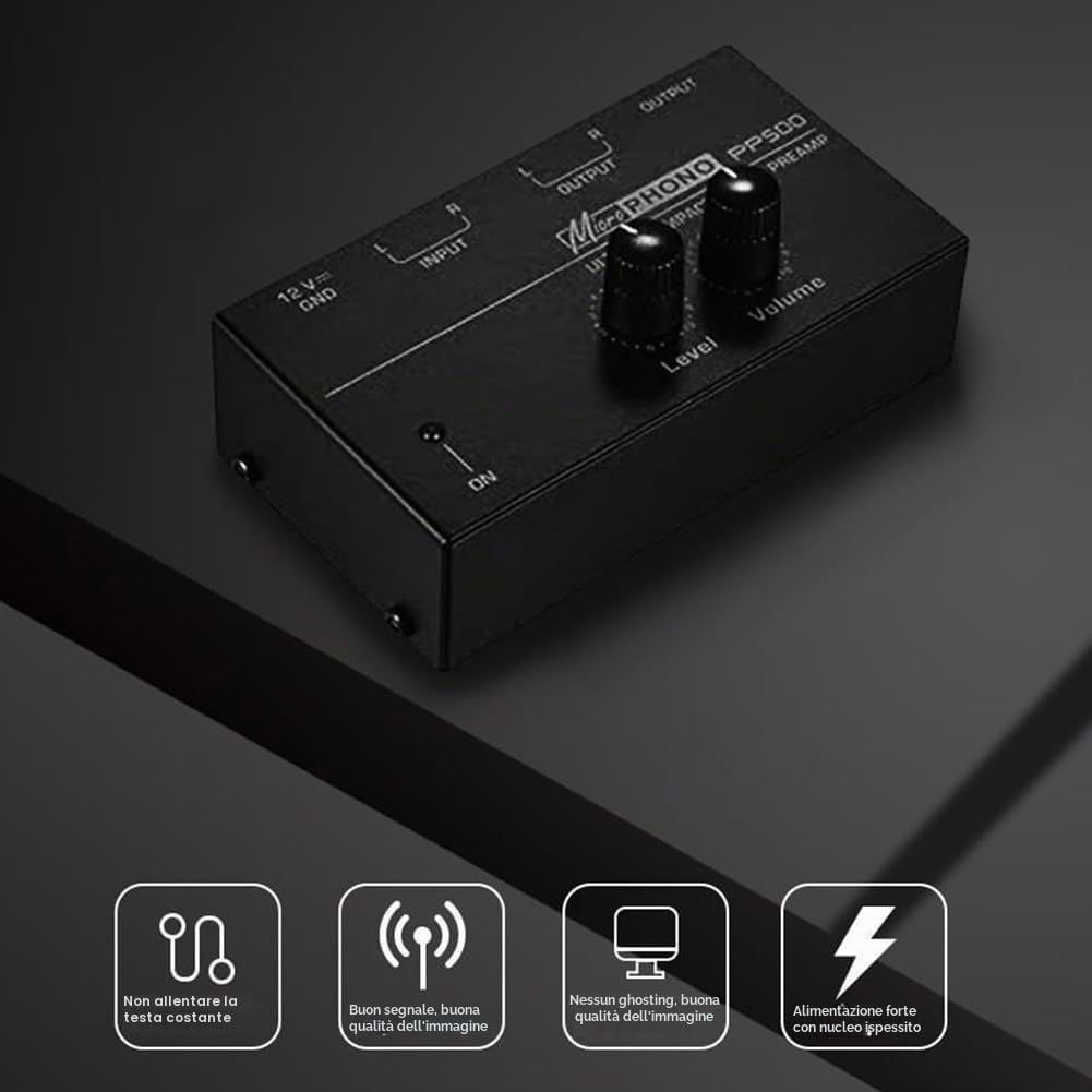 PP500 Pre Amp Preamplificatore Phono con Level Volume Control Spina EU