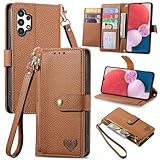 VEEMOS Zipper Wallet Case for Samsung Galaxy A13 4G / A13 5G / A04s Phone Case with Purse Card Holders RFID Blocking Leather Flip Case Book Cover Wrist Strap Women - Brown - Image 1