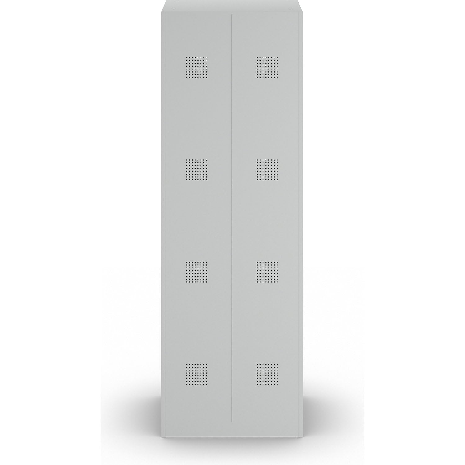 eurokraft | 4er-Schließfachschrank | 2 Abteile | lichtGrau | B 600 mm | 8 Fächer | Drehriegel