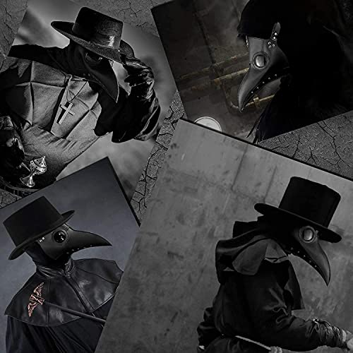 Plague Doctor Mask Set, Bird Masker Pest Doctor Costume 3 in 1 Enge Masker, Cosplay-rekwisieten, PU Lederen Materiaal… - Image 3