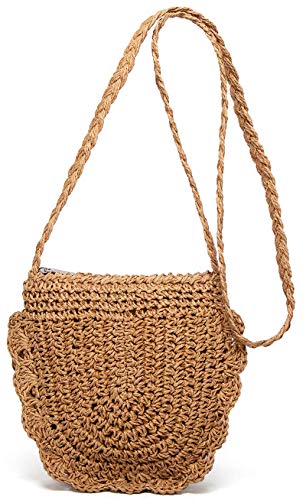 Image of Teeya Straw Crossbody Bag Women Weave Shoulder Bag Round Summer Beach Purse and Handbags