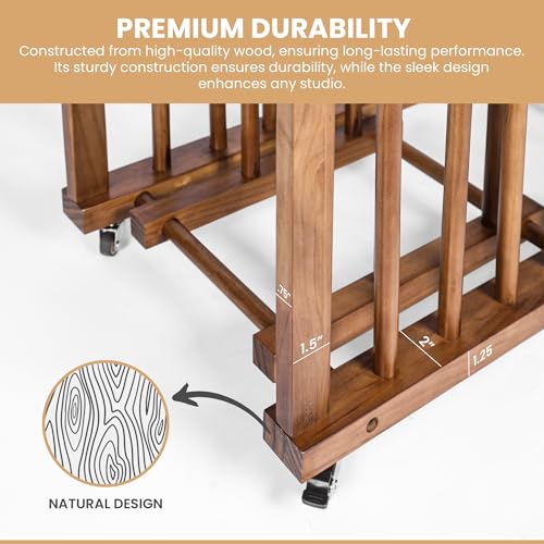 Image of Art Storage Rack and Art Rack and Studio Storage Organizer for Canvases - Paint Drying Rack with Adjustable Panels, Handles & Caster Wheels for Artwork - Canvas Boards - Frames & Prints