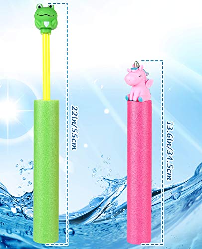 4 PACK Water Blaster Squirt Soaker Gun Water Shooter Pool Foam Noodles Pump Outdoor Water Toy with Animals Handle Summer Swimming Pool Toys Beach Sand Water Fight Game for Kids Boys Girls Adults