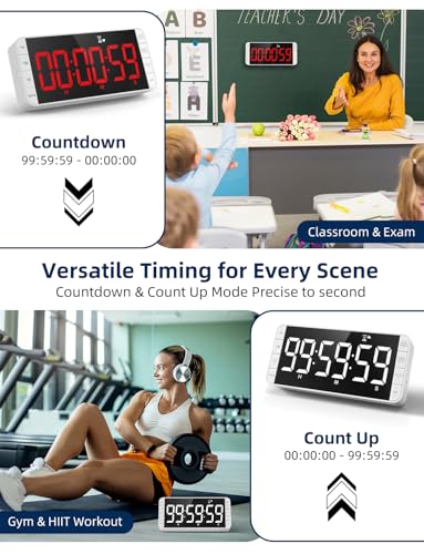 Large 7.8" Digital Timer with LED Display, Magnetic for Kitchen & Classroom - Image 3