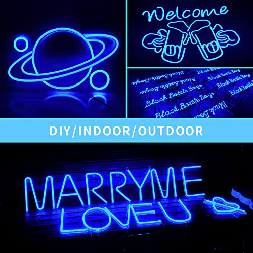 Image of LED Neon Strip Lights Blue 16.4FT, 12V Waterproof Flexible Neon Rope Lights | Bendable Neon LED Light Strip for Bedroom, Gaming Room, Party, Wall Decoration and DIY Projects[ No Power Adapter]