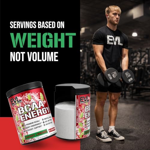 Image of EVL BCAAs Amino Acids Powder - BCAA Energy Pre Workout Powder for Muscle Recovery Lean Growth and Endurance - Rehydrating Post Workout Recovery Drink with Natural Caffeine - Cherry Limeade