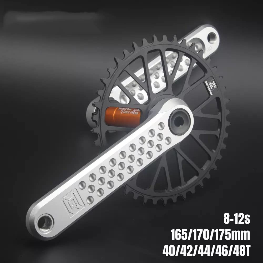 Zestaw korby rowerowej, zestaw korbowy do roweru wyścigowego, 40/42/44/46/48T, stop aluminium, okrągła pojedyncza tarcza łańcuchowa, zestaw korbowy, 175 mm, GXP, wydrążony, zintegrowany zestaw korbowy