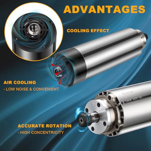 QNK CNC Spindle Motor, 1.5KW Air Cooled 65mm 220V ER11 24000RPM — view 5