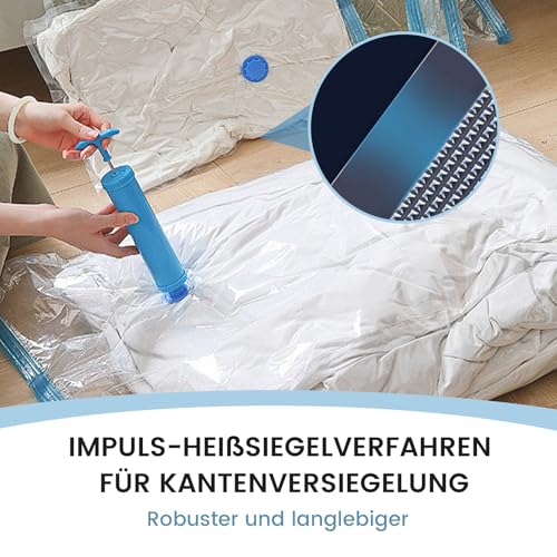 HOMKITEN 12 Stück Vakuumbeutel für Kleidung Reise Klein Wiederverwendbare 60x40,Hervorragende Dichtungsleistung,(6x 35x50 cm,6x 40x60 cm)Vacuum Beutel Bags für Bettdecken Clothing