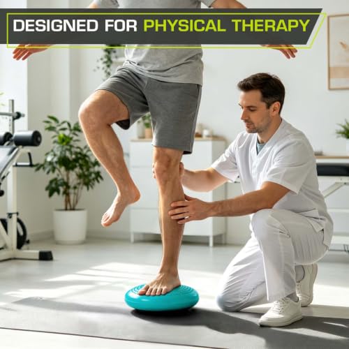 Image of ProsourceFit Core Balance Disc, Inflatable Wobble Cushion with Hand Pump, Dual-Textured Non-Slip Surface for Core, Balance, and Stability Training, 14-inch