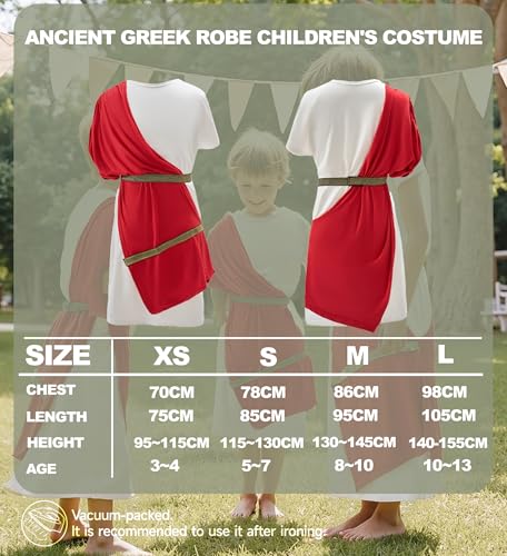 Disfraz Toga Griega para Niños Talla Large Rojo miniatura 5
