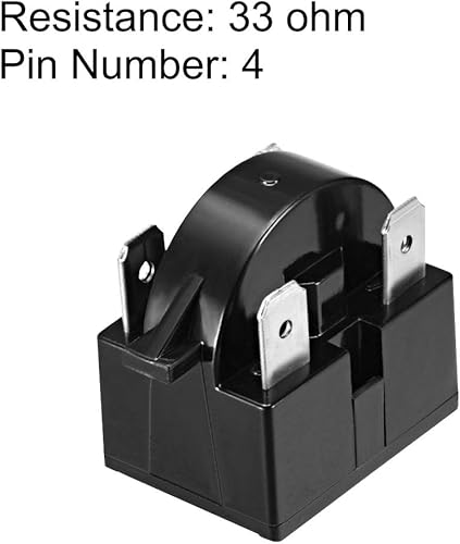 Miniatura 10 de uxcell 2 unids 22 Ohm 4 Pin Refrigerador Start Relay para Compresor Negro
