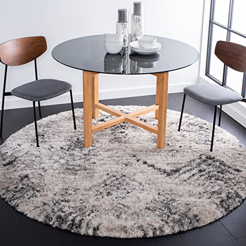Tapete redondo 4' SAFAVIEH Island Shag crema y gris miniatura 1