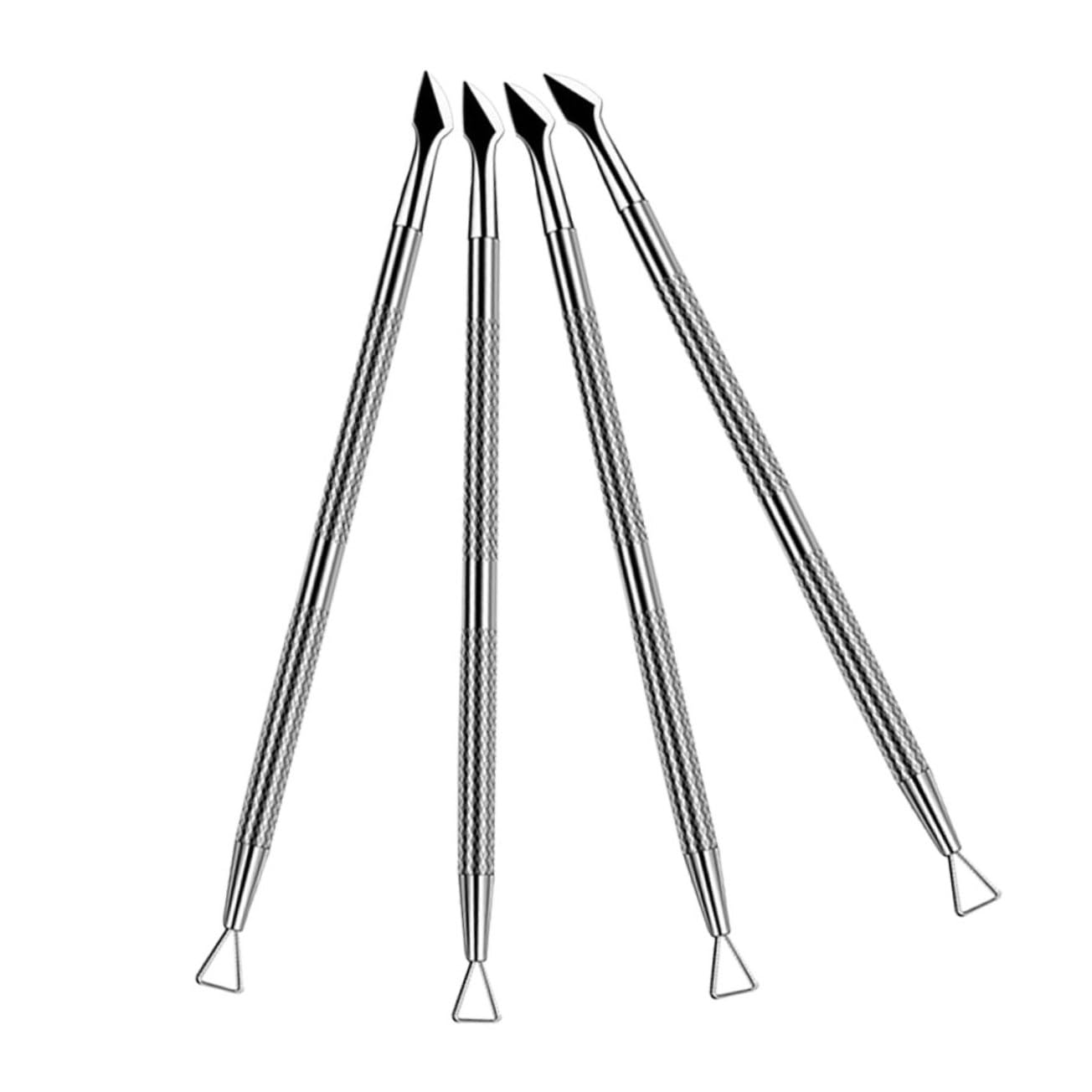 Ipetboom 4pcs Cuticle Pusher Tools for Fingernail and Toenail Double-sided Pusher Nail Polish Scraper