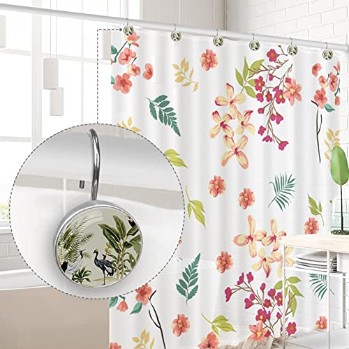 Crochets de rideau de douche oiseaux tropicaux en acier x12 - 5