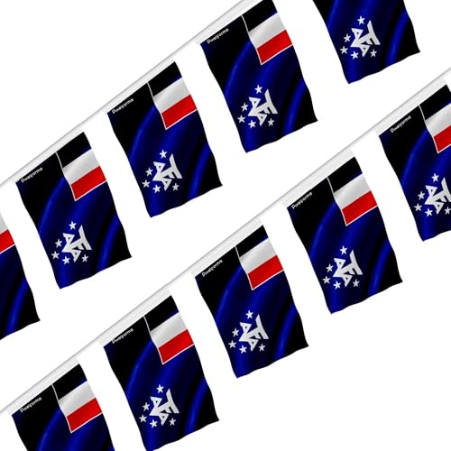 Guirlande drapeau Antarctique française 14x21cm pour fête de rue