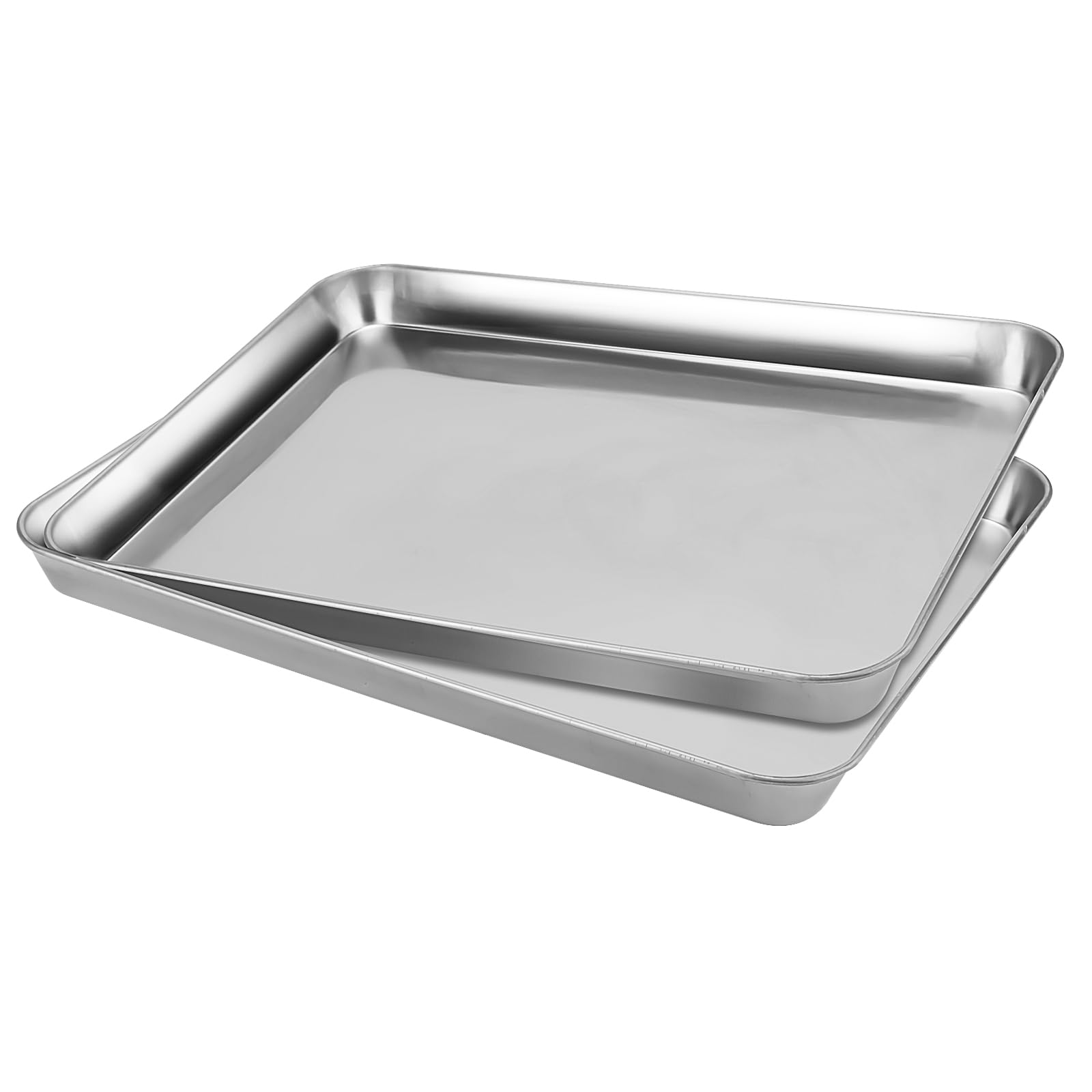 Estmoon Set Di 2 Teglie Da Forno In Acciaio Inox 18/0 - 31,5x24,5x2,5 Cm, Antiaderenti, Lavabili In Lavastoviglie