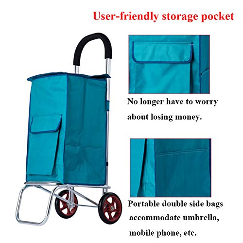 ASZX Zusammenklappbarer Einkaufswagen mit Tasche mit großem Fassungsvermögen, wasserdichter, Leichter Push-Pull… – Bild 8