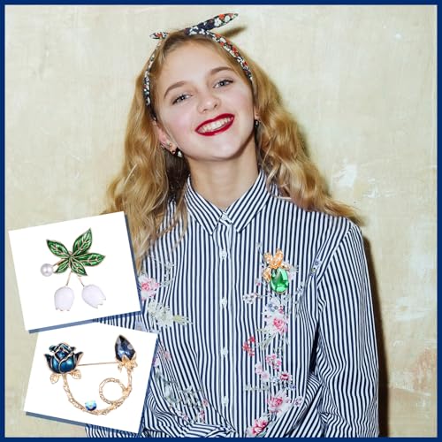 Image of Junkin 12 Pcs Women Brooches Bulk Set Rhinestone Pin Crystal Vintage Brooch Retro Pin Women Girls Gifts for Christmas
