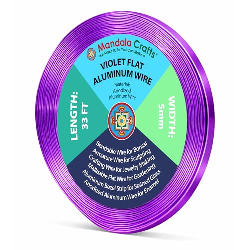 Image of Mandala Crafts 5mm Violet Flat Aluminum Crafting Wire for Sculpting