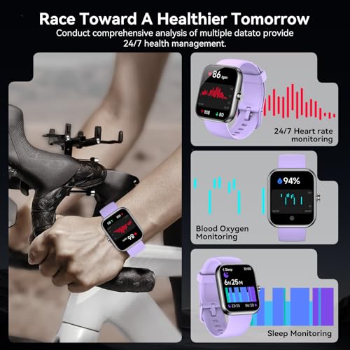 Image of Smart Watch with Alexa Built-in, 1.83 inch HD Touchscreen Fitness Tracker, Bluetooth Notifications, IP68 Waterproof, 120+ Sport Modes, 24 /7 Heart Rate & Sleep Monitor for iPhone Android iOS (Purple)