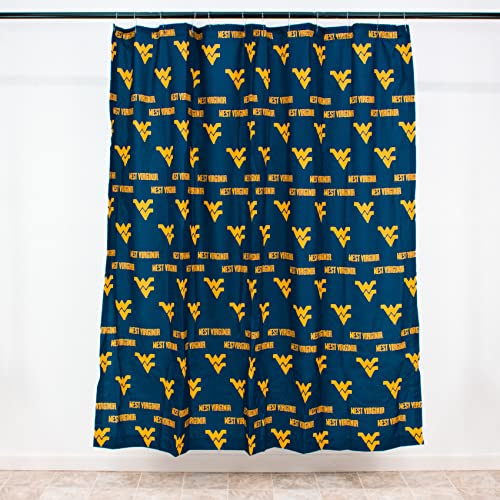 Image of College Covers Everything Comfy West Virginia Mountaineers Bright and Colorful Shower Curtain Cover 70 inch x 72 inch