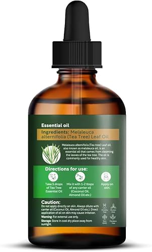 Miniatura 9 de HerbsIndia Aceite esencial de árbol de té para la piel, enorme 3.3 onzas, 100% puro, grado prémium con cuentagotas de vidrio, sin diluir, sin OMG