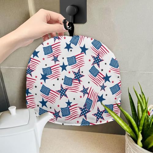 Image of American Flag Teapot Warmer Tea Pot Cover Keep Tea Warm Insulation Teapot Cozies Kettle Cover 4th of July Independence Memorial Day Decor