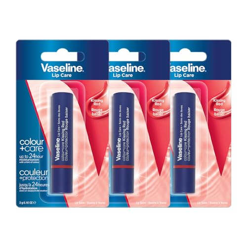 Image of Vaseline Colour+Care Kissing Red Tinted Lip Balm Stick 3g (Pack of 3)