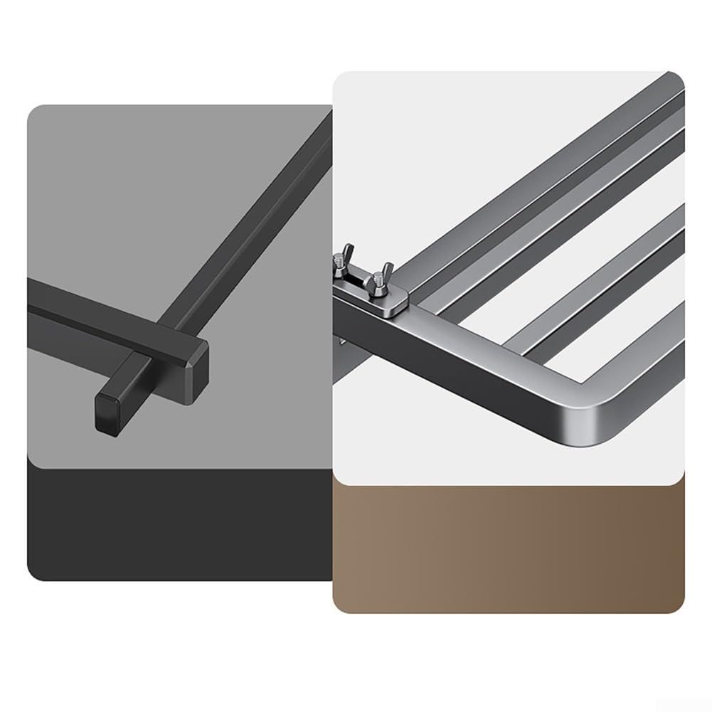 Stendibiancheria per termosifone, 40 x 25 cm, in acciaio al carbonio, regolabile, 0-16 cm, montaggio a parete, per tubi di riscaldamento 100 kg (nero)
