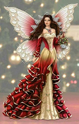 Angel Wings Girl Diamond Painting Kit - pigpigboss 5D Full Diamond Painting Set Red Dress Girl Diamond Painting Art Wings Diamond Painting Dots Kit for Adult Home Decor Gift (16 x 20 inches)