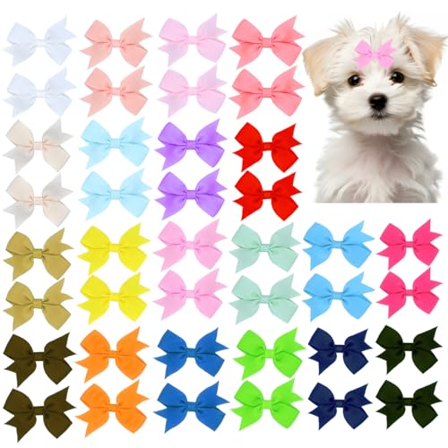 40PCS Dog Hair Bows with Clips 2Inch Girl Small Dog Apparel Accessories for Pet Puppy Cat 20 Color Pairs