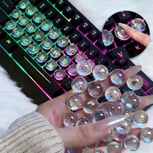 Quafochi 60pcs Keyboard Stickers for Long Nails, Clear Glass, Protect Nail Art, Reusable Raised Keyboard Stickers for Laptop, PC, MacBook, Desktop, Calculator
