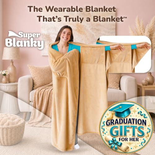 Image of Super Blanky Wearable Blankets for Women & Men, Graduation Day Gift for Her, Cozy Gifts for Women, Wife Birthday Gifts Ideas