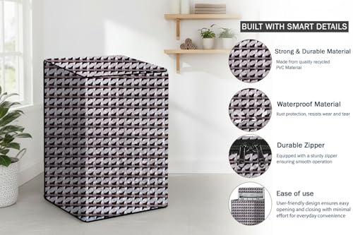 Image of Stylista PVC Washing Machine Cover Compatible for Godrej 7.5 Kg Fully-Automatic Top Loading WTEON ADR 75 5.0 PFDTG AURD, Symmetric Pattern Black Grey