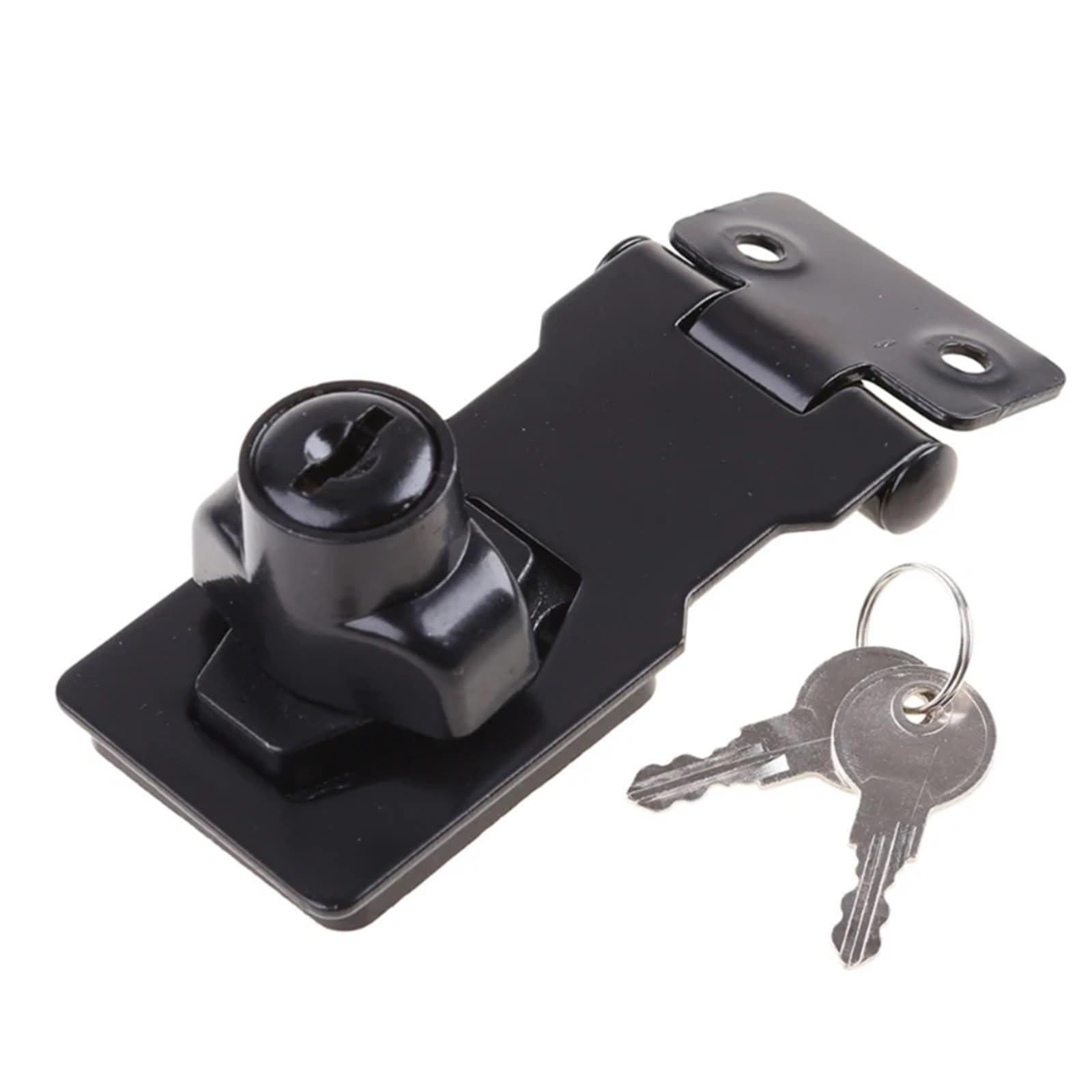 2 Pcs Keyed Hasp Locks Twists Knob Locking with Keys and Screws Thick Door Lock for Cabinet Small for Doors(3inch Black)