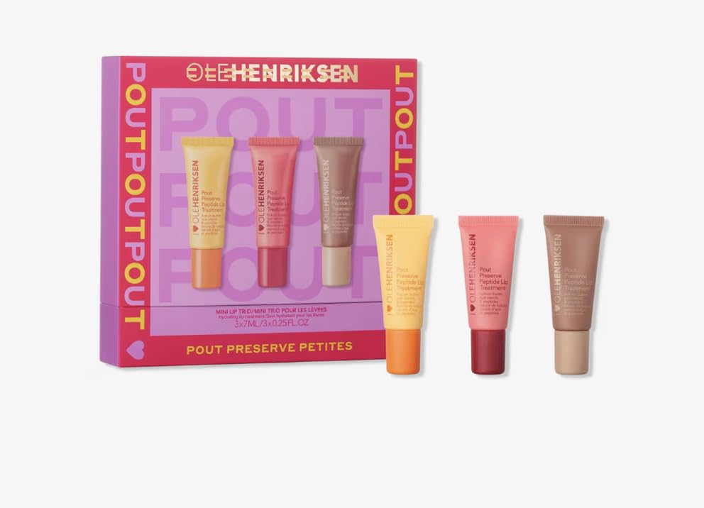 OLEHENR1KSEN - Pout Preserve Petites Mini Lip Trio with Peptides – Hydrating & Nourishing Lip Balm Set for Soft, Smooth Lips – Travel-Friendly Daily Lip Care & Gift-Ready Set