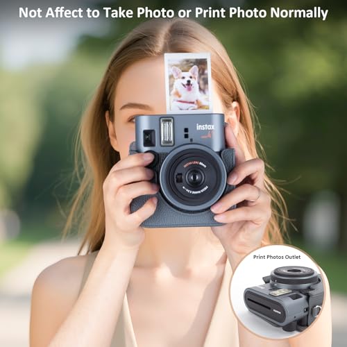 Funda para cámara Instax Mini 41 en cuero PU gris miniatura 5