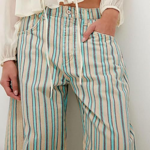 Womens Barrel Jeans Boyfriend Baggy Jeans Floral Print Denim Ankle Pants Wide Leg Mid Rise Sweatpants Y2k Patchwork4