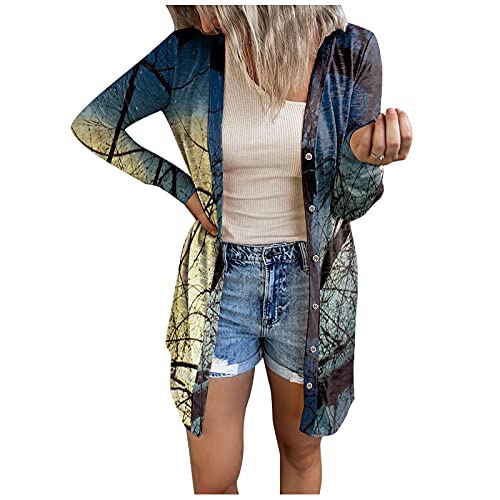 CKCC Ruffle Sleeve Tshirt Date Tops White Button Down Shirt Plus Size White Blouse Dressy Blue Green Blouse Empire Waist Sweater Long Sleeve Cowgirl Shirt Causal Shirts Women, 04 # Dark Blue