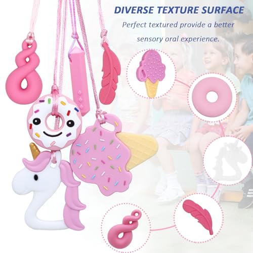 Sensory Chew Necklaces for Girls, 6 Pack Autism Teething Necklace Chew Toys Sensory for Kids with ADHD or Special Need, Silicone Chewable Necklaces Reduces Chewing Fidgeting for Children Adults Chewer - Image 7