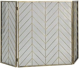 GiantexUK 3-Panel Folding Fireplace Screen, 133 x 78cm Metal Mesh Spark Guard, Heavy Duty Freestanding Spark Protection Fire Guard Barrier for Child Baby Pet Open Fire (Bronze)
