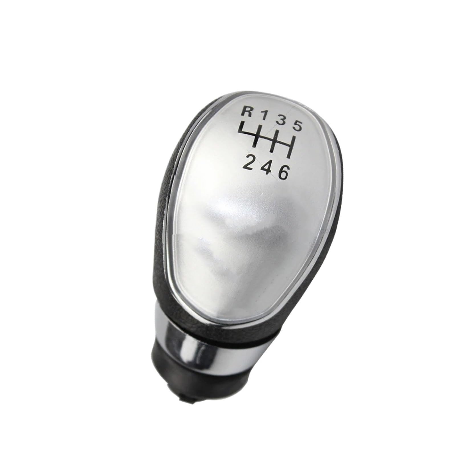 Xexjhqq White 6 Speed Gear Stick Knob For Fiesta For Mk7 For Focus For Mk2 Fl For Mk3 2008-2013 5/6 Speed Gear Shift Knob Chrome Black Leather Gaiter Boot Cover(White 6 Speed)