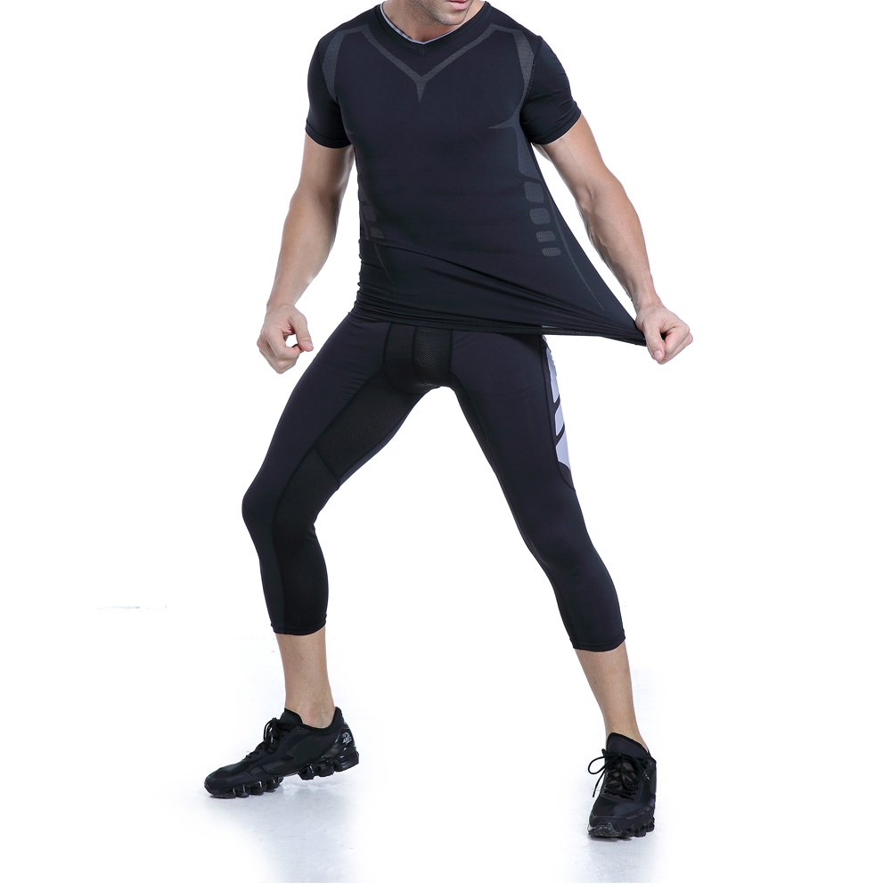 AMZSPORT Chemise de Compression pour Homme Sports Séchage Rapide Baselayer Haut