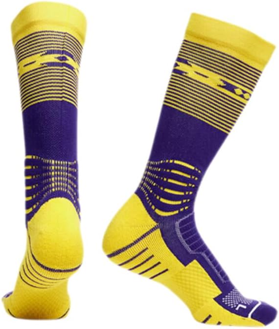 Compression Cushioning Basketball Socks,Shock Absorbing and Anti-slip,Thick Bottom Tall Design,Men Women,3 Pair