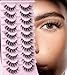 False Eyelashes Clear Band Natural Lashes Wispy Cat Eye 15mm Russian D-Curl Lashes Extension Strip Eyelashes Pack by Kiromiro